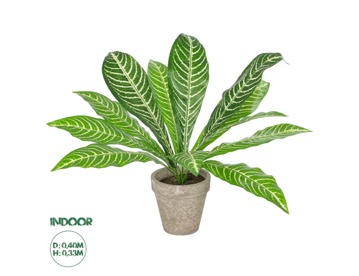 GloboStar® Artificial Garden  ZEBRA POTTED PLANT 20906 Διακοσμητικό Φυτό Ζέμπρα Φ40 x Υ33cm