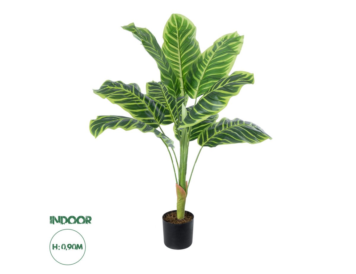 GloboStar® Artificial Garden YELLOW ZEBRA PLANT 20942 Τεχνητό Διακοσμητικό Φυτό Κίτρινη Ζέβρα Φ75 x Υ90cm