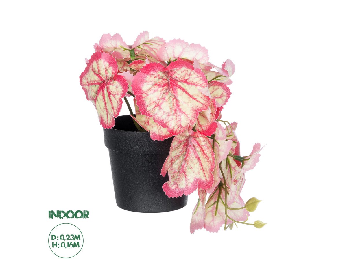 GloboStar® Artificial Garden RED BEGONIA PLANT 20948 Διακοσμητικό Φυτό Κόκκινη Μπιγόνια Φ23 x Υ16cm