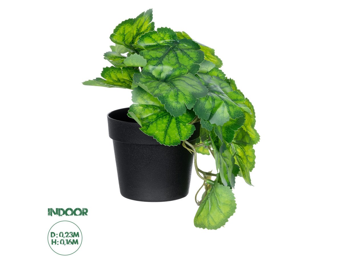 GloboStar® Artificial Garden GREEN BEGONIA PLANT 20949 Διακοσμητικό Φυτό Πράσινη Μπιγόνια Φ23 x Υ16cm