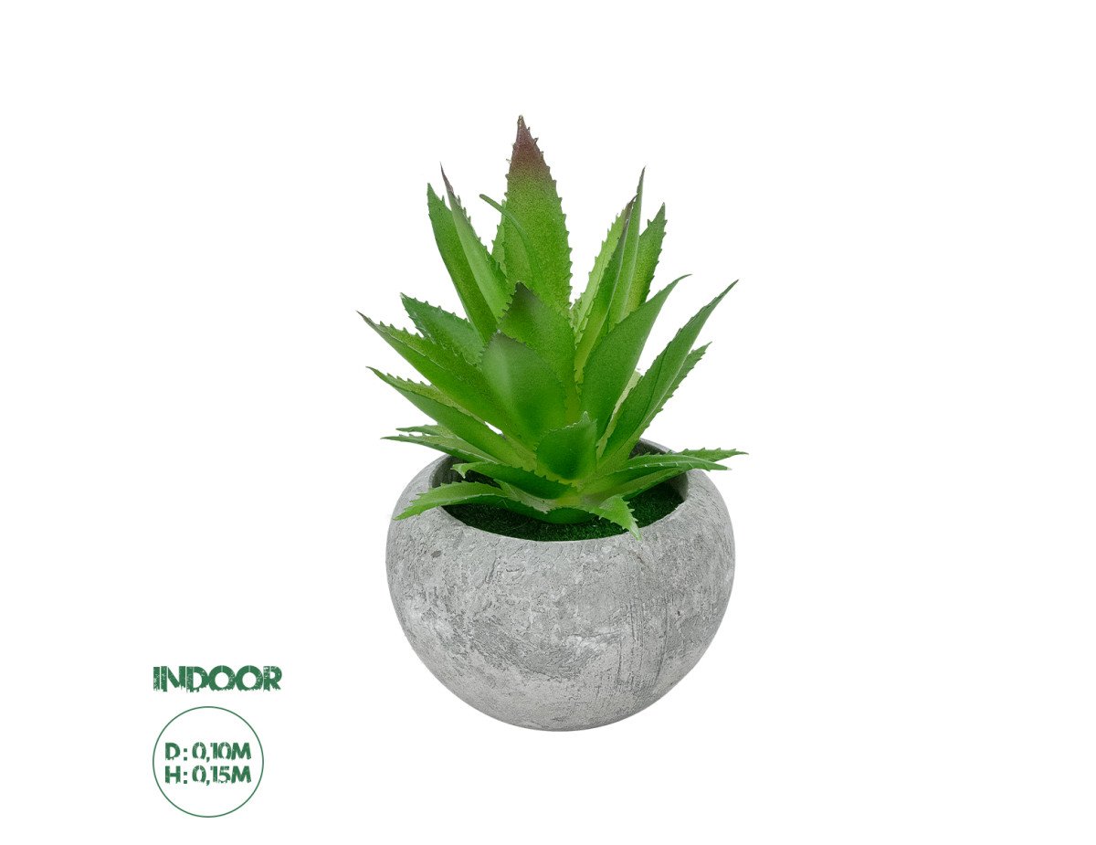 GloboStar® Artificial Garden SUCCULENT ALOE POTTED PLANT 21037 Διακοσμητικό Φυτό Αλόη Φ10 x Υ15cm