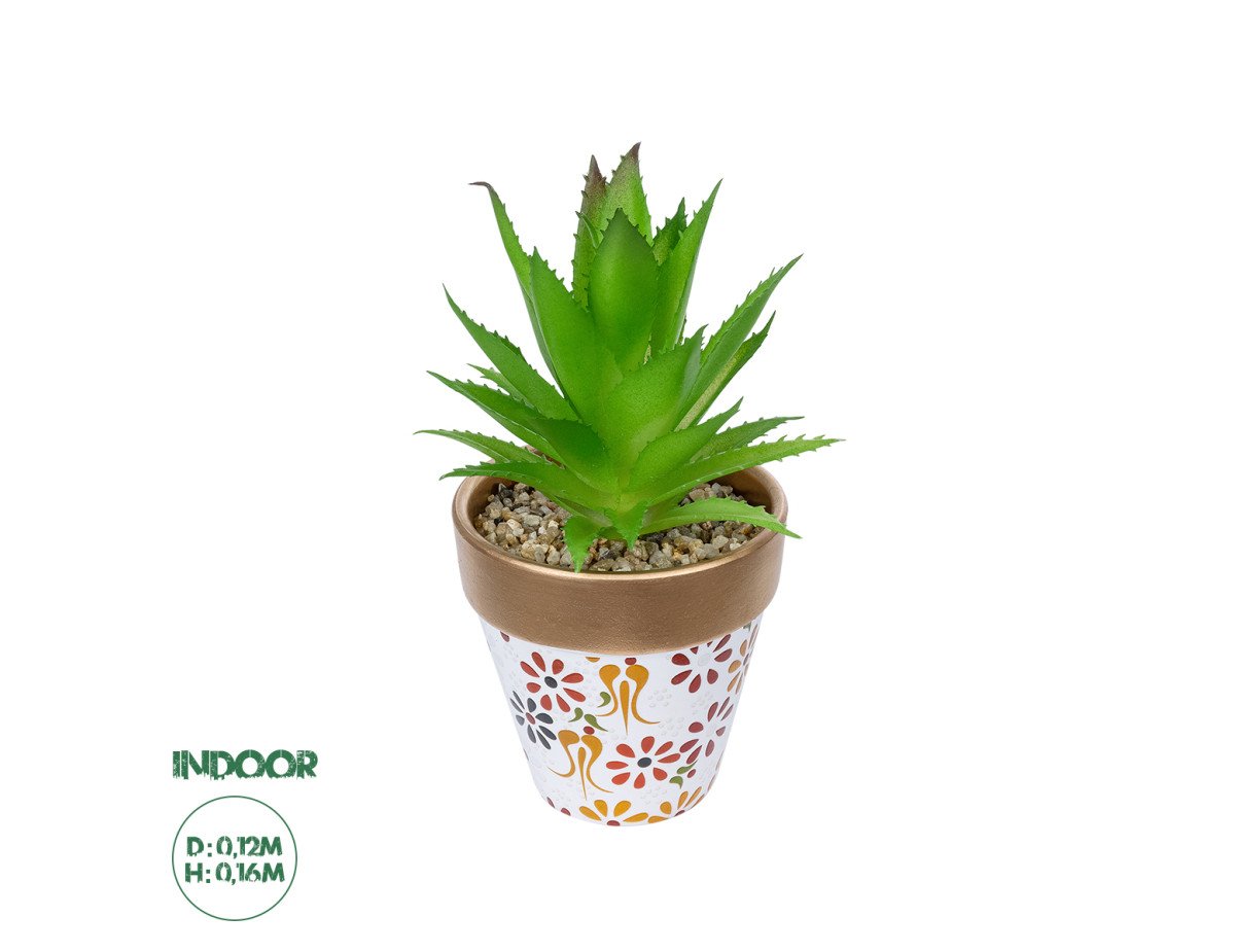 GloboStar® Artificial Garden SUCCULENT ALOE POTTED PLANT 21044 Διακοσμητικό Φυτό Αλόη Φ12 x Υ16cm