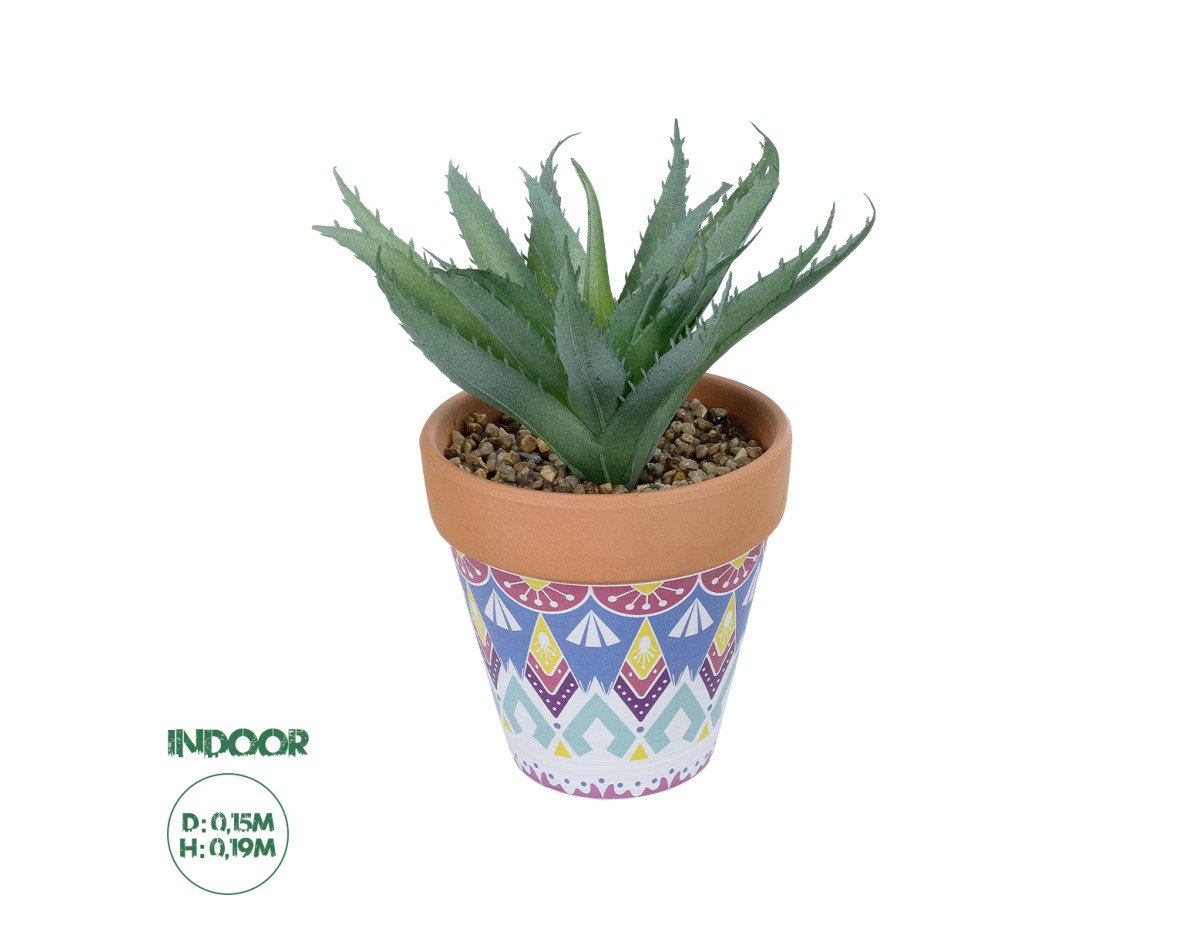 GloboStar® Artificial Garden SUCCULENT ALOE POTTED PLANT 21053 Διακοσμητικό Φυτό Αλόη  Φ15 x Υ19cm