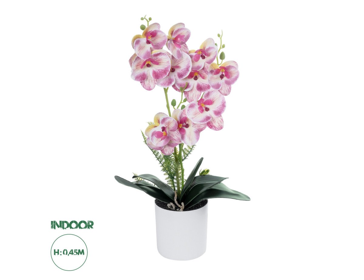 GloboStar® Artificial Garden PINK ORCHID 21077 Διακοσμητικό Φυτό Ροζ Ορχιδέα Υ45cm