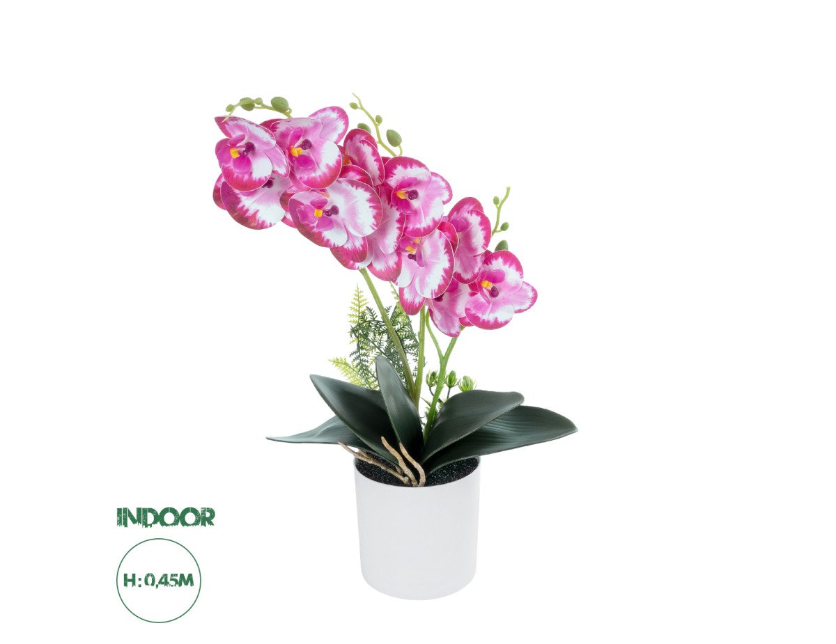 GloboStar® Artificial Garden PINK + FUCHSIA ORCHID 21079 Διακοσμητικό Φυτό Ροζ - Φούξια Ορχιδέα Υ45cm