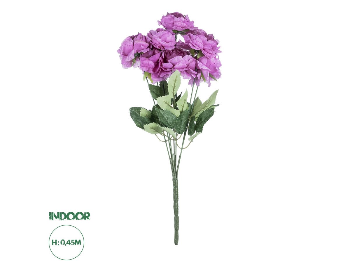 GloboStar® Artificial Garden  PURPLE PEONY FLOWER BRANCH 21080 Τεχνητό Διακοσμητικό Μπουκέτο Μώβ Παιώνιας Y45cm