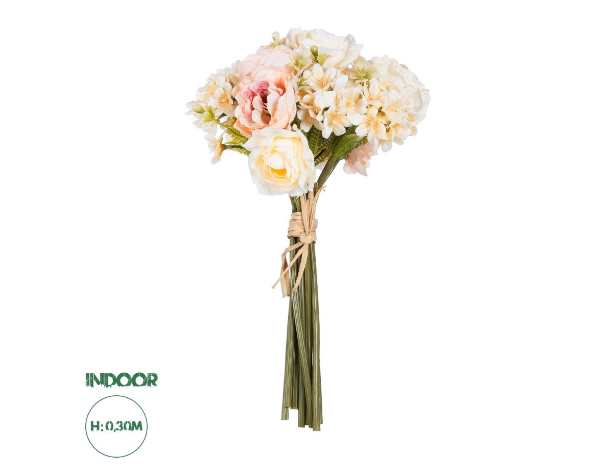 GloboStar® Artificial Garden PEONY FLOWER BOUQUET 21087 Τεχνητό Διακοσμητικό Μπουκέτο Παιώνιας Y30cm