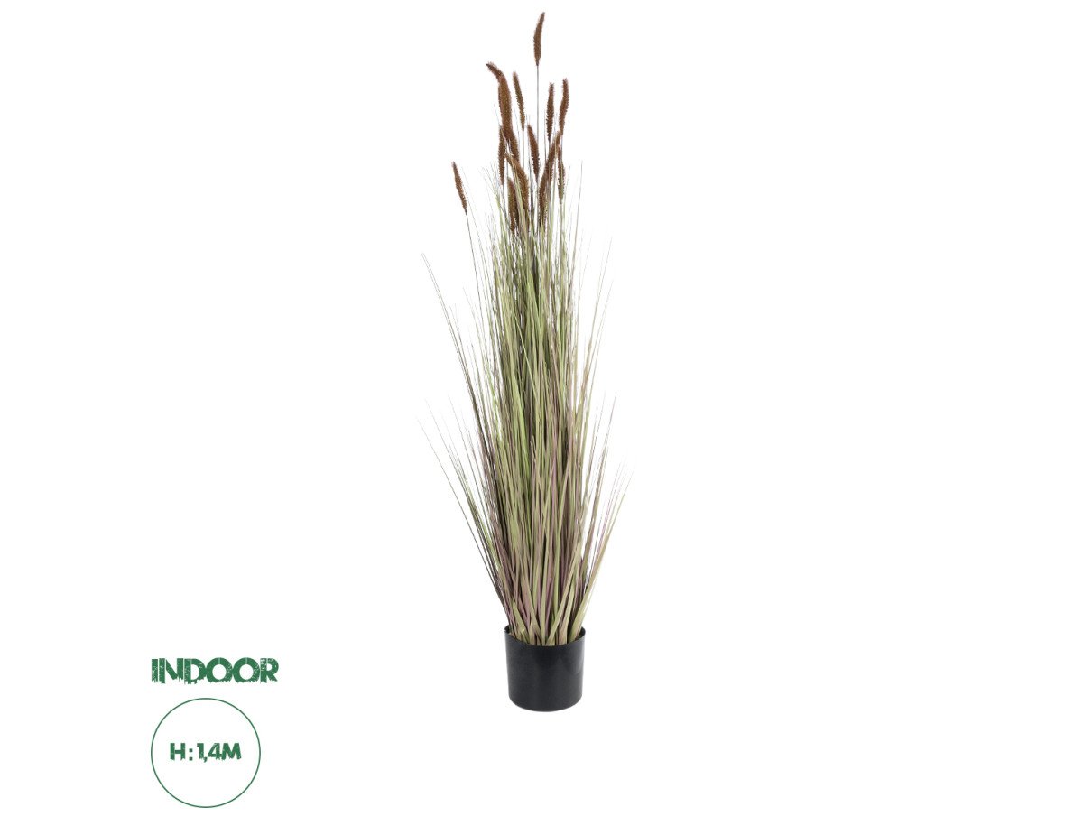 GloboStar® Artificial Garden BROWN LAGURUS 21101 Διακοσμητικό Φυτό Καφέ Λαγοουρά Υ140cm