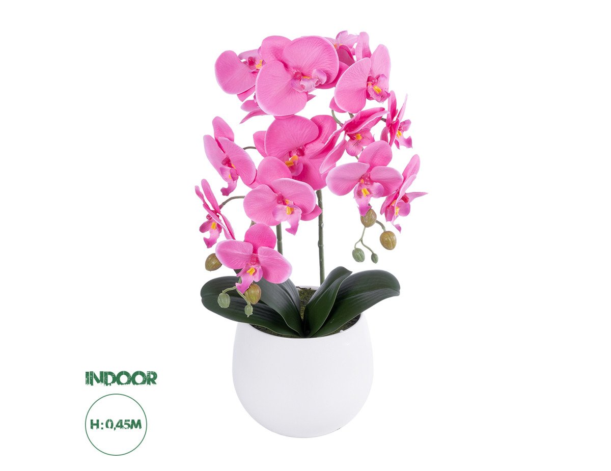 GloboStar® Artificial Garden PINK ORCHID 21116 Διακοσμητικό Φυτό Ροζ Ορχιδέα Υ45cm