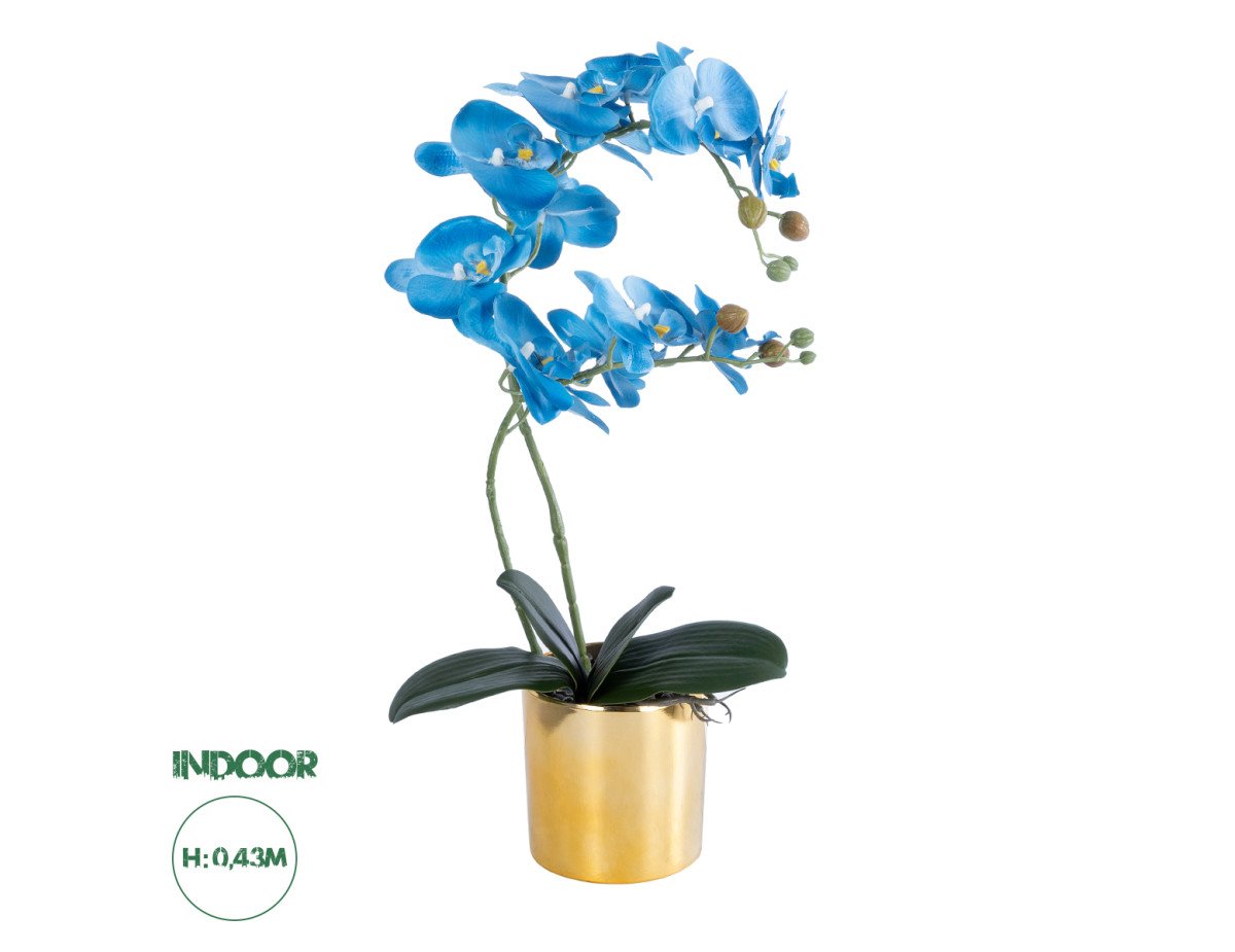 GloboStar® Artificial Garden BLUE ORCHID 21130 Διακοσμητικό Φυτό Μπλε Ορχιδέα Υ43cm