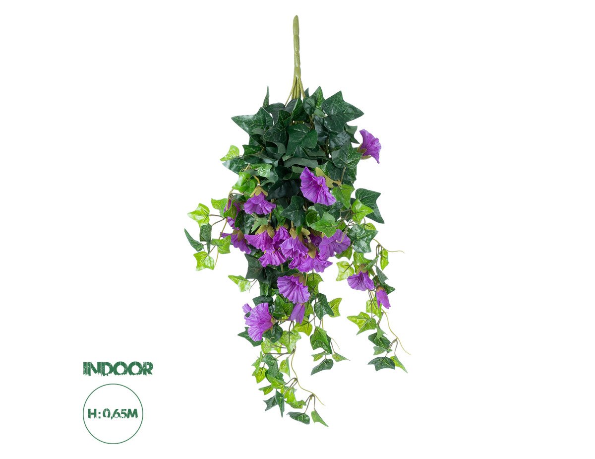 GloboStar® Artificial Garden  MORNING GLORY HANGIN PLANT 21132 Τεχνητό Διακοσμητικό Κρεμαστό  Κλαδί Ορτανσίας Y65cm