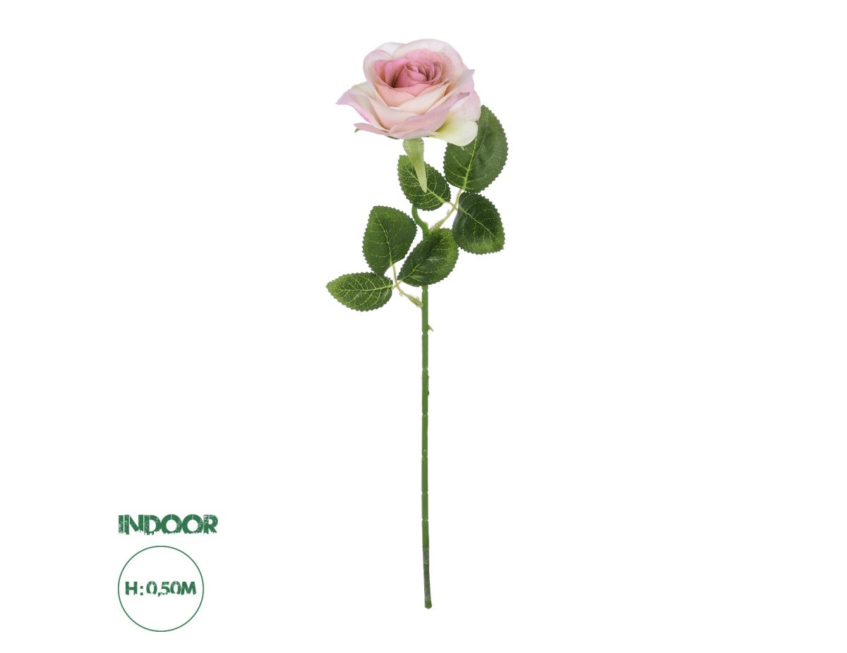 GloboStar® Artificial Garden LIGHT PINK ROSE  BRANCH 21137 Τεχνητό Διακοσμητικό Κλαδί Ανοιχτό ΡοζΤριαντάφυλλο Y50cm