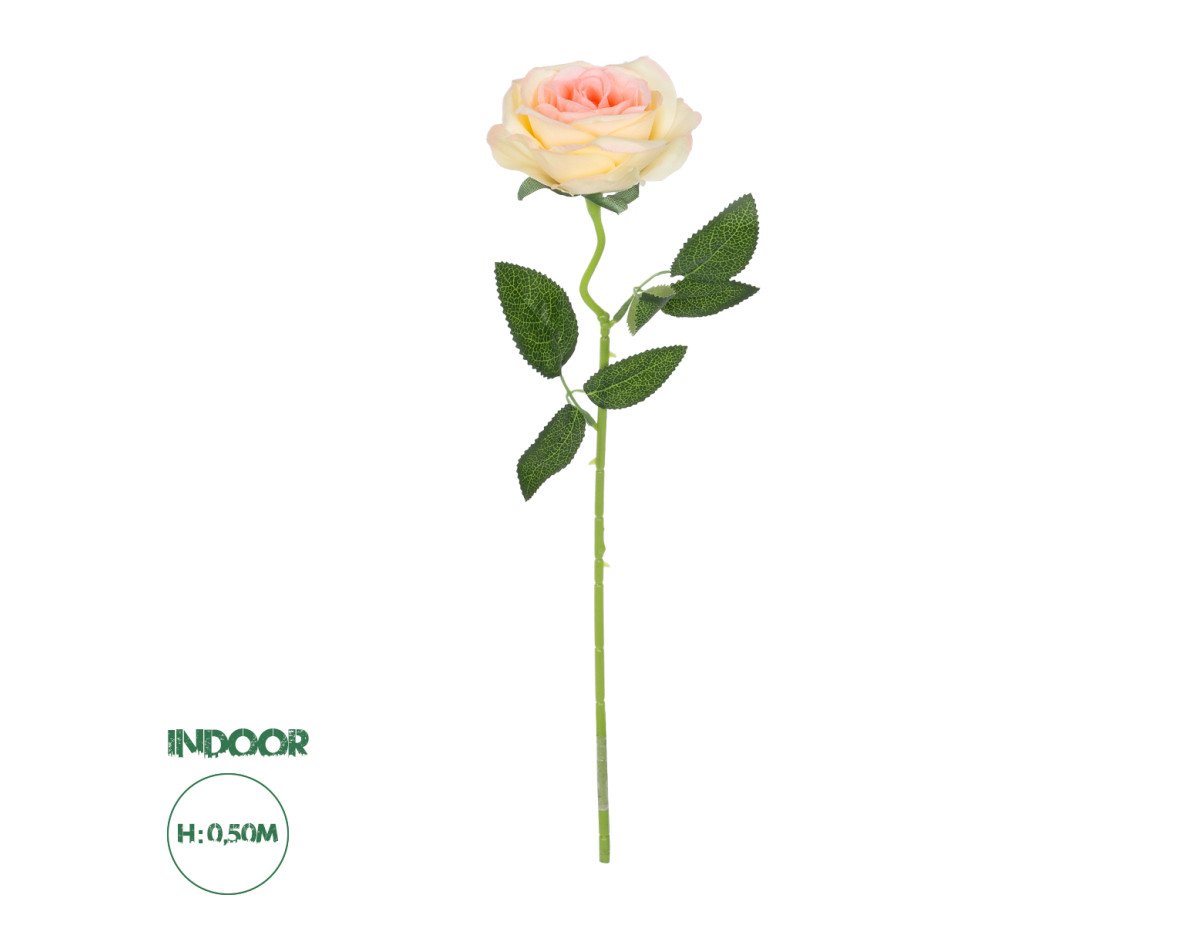 GloboStar® Artificial Garden CHAMPAGNE ROSE BRANCH 21141 Τεχνητό Διακοσμητικό Κλαδί Σαμπανιζέ Τριαντάφυλλο Y50cm