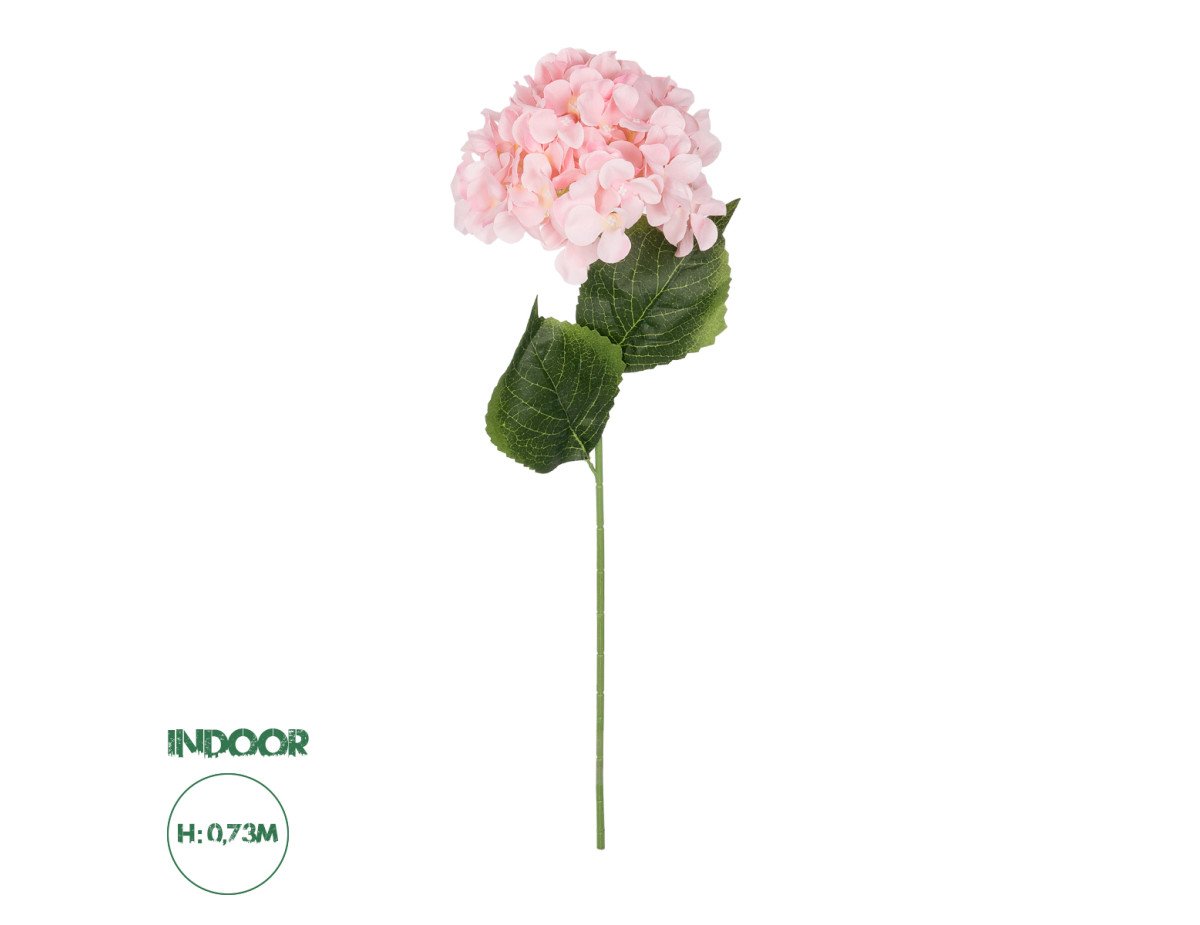 GloboStar® Artificial Garden PINK HYDRANGEA BRANCH 21143 Τεχνητό Διακοσμητικό Κλαδί Ροζ Ορτανσία Y73cm