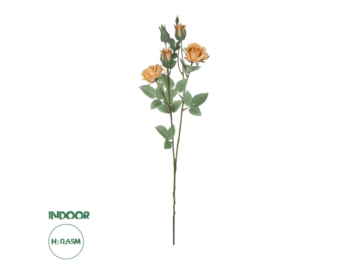 GloboStar® Artificial Garden SALMON ROSE BRANCH 21149 Τεχνητό Διακοσμητικό Κλαδί Σαμπανιζέ Τριαντάφυλλο Y65cm