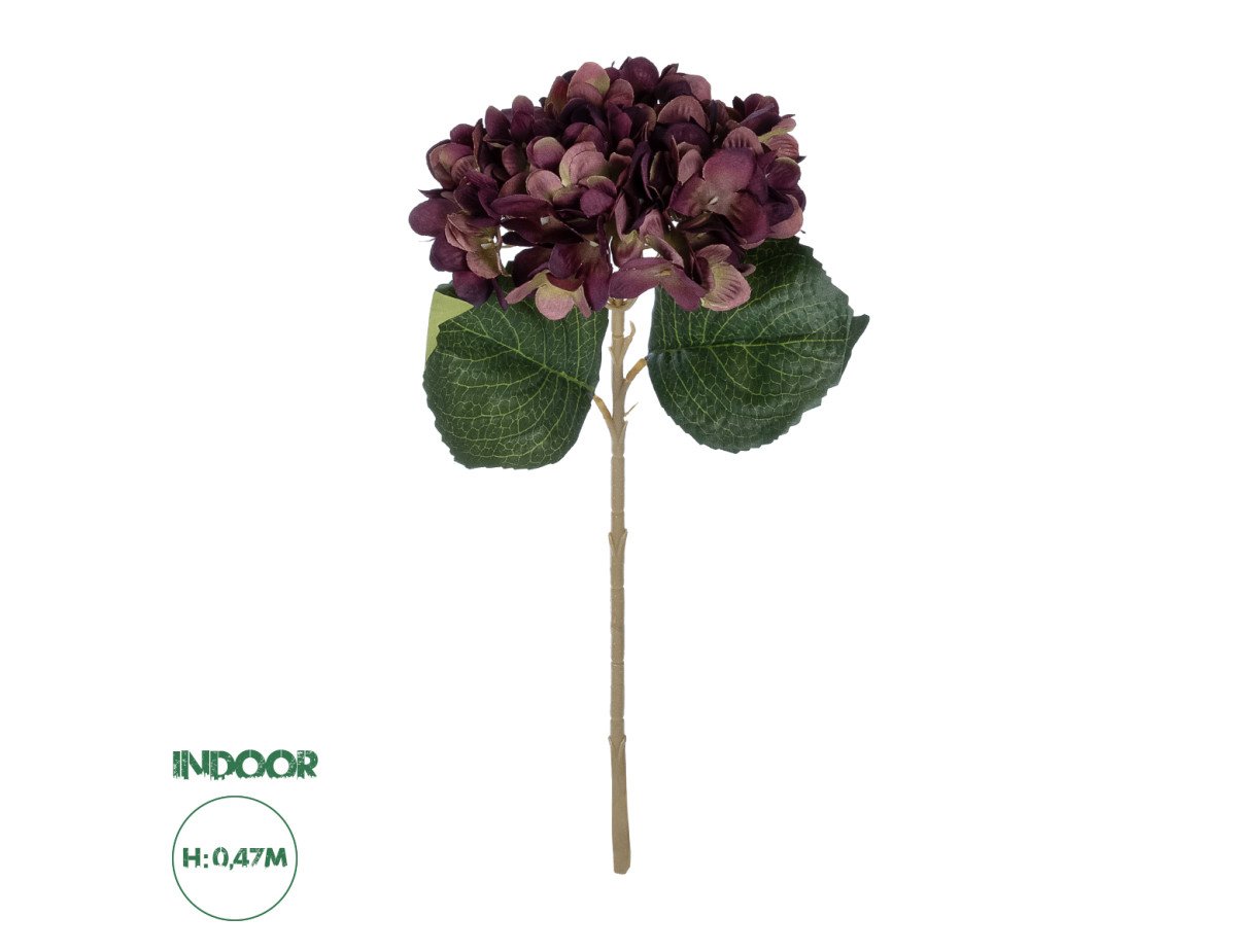 GloboStar® Artificial Garden DARK RED HYDRANGEA BRANCH 21180 Τεχνητό Διακοσμητικό Κλαδί Ορτανσίας Βαθύ Κόκκινο  Y47cm