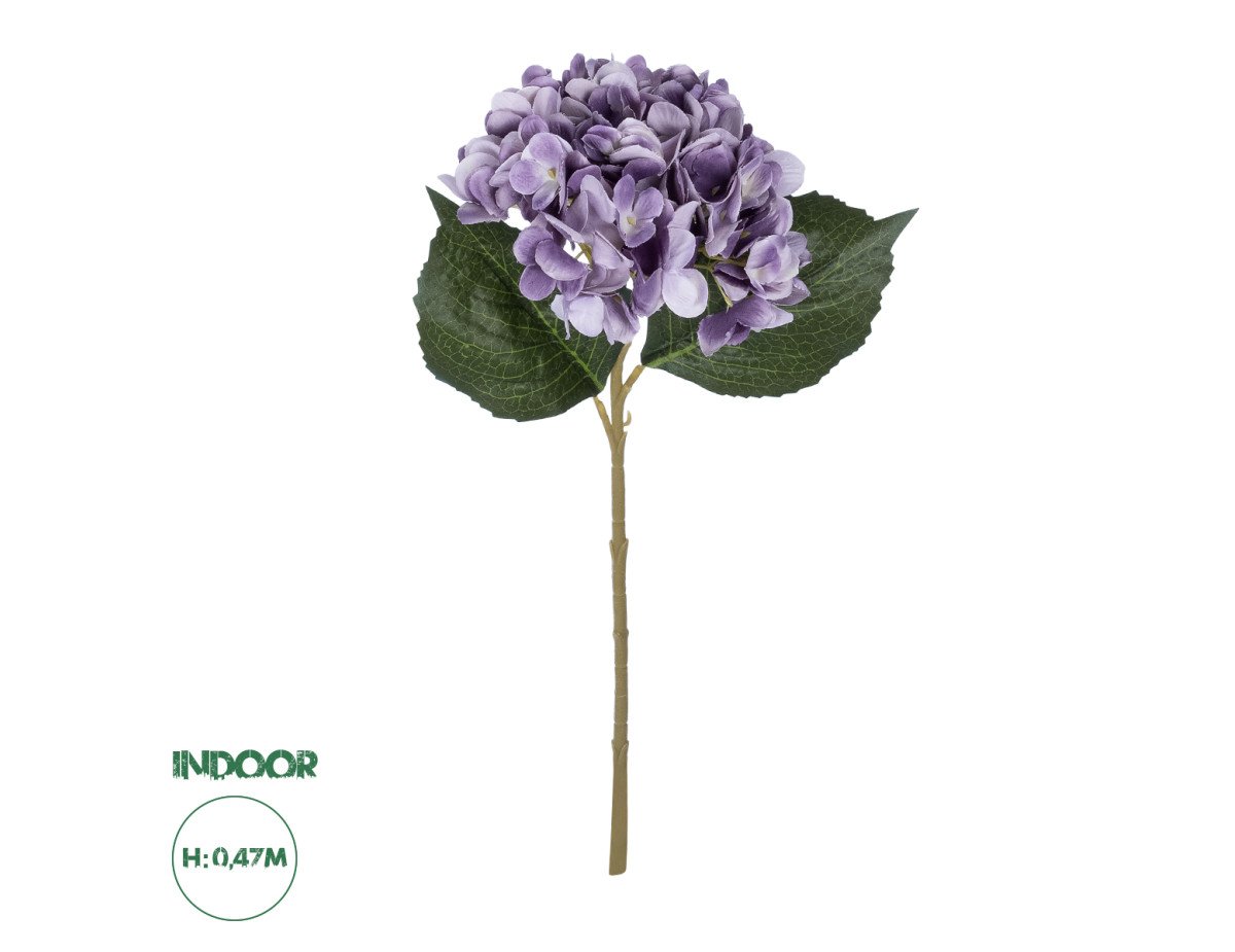 GloboStar® Artificial Garden PURPLE HYDRANGEA BRANCH 21181 Τεχνητό Διακοσμητικό Κλαδί Ορτανσίας Βαθύ Μωβ  Y47cm