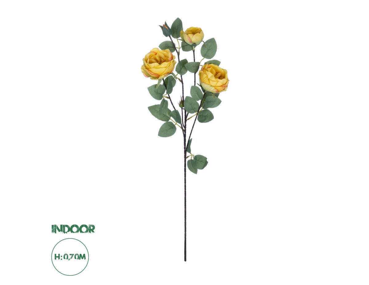 GloboStar® Artificial Garden YELLOW CLIMBING ROSE BRANCH 21186 Τεχνητό Διακοσμητικό Κλαδί Τριαντάφυλλο Κίτρινο Y70cm