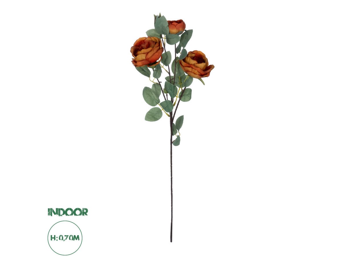 GloboStar® Artificial Garden CORAL RED CLIMBING ROSE BRANCH 21187 Τεχνητό Διακοσμητικό Κλαδί Τριαντάφυλλο Κοραλί Y70cm