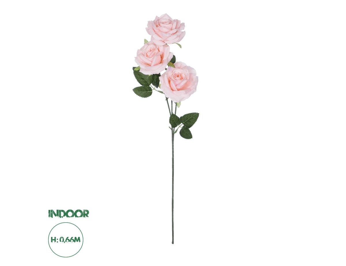 GloboStar® Artificial Garden LIGHT PINK  CLIMBING ROSE BRANCH 21193 Τεχνητό Διακοσμητικό Κλαδί Τριαντάφυλλο Ανοιχτό Ροζ Y66cm