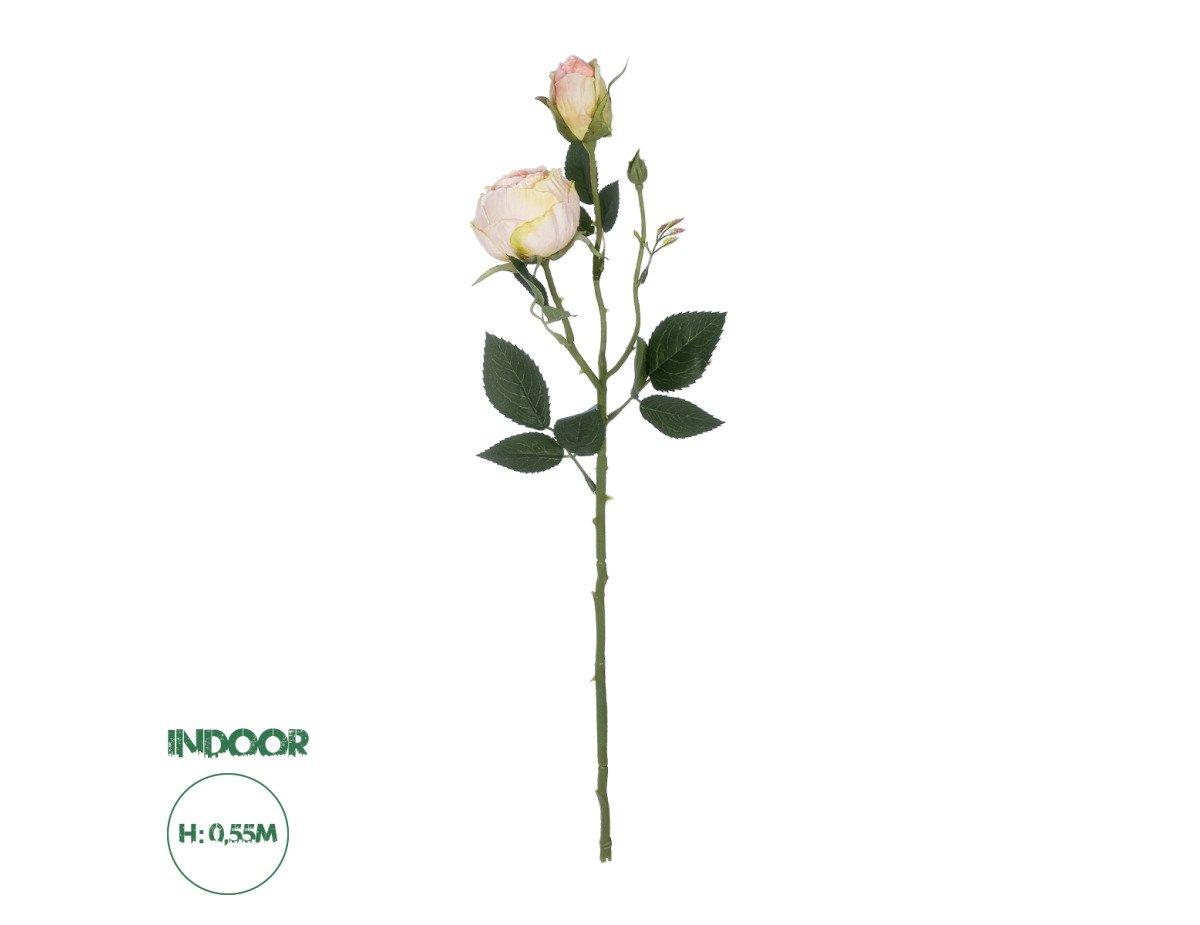 GloboStar® Artificial Garden CHAMPAGNE DAMASK CLIMBING ROSE BRANCH 21198 Τεχνητό Διακοσμητικό Κλαδί Τριαντάφυλλο Σαμπανιζέ Y55cm