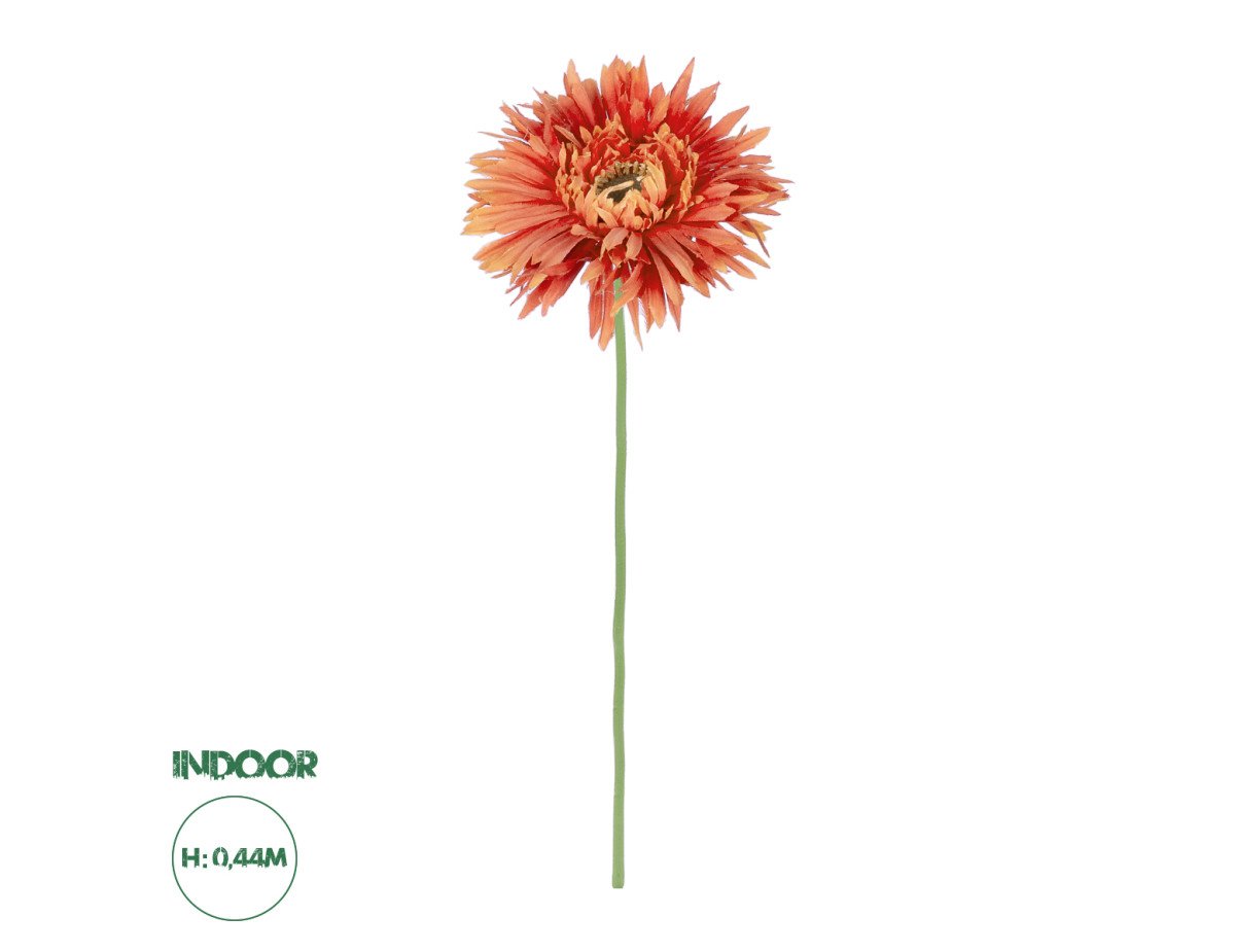 GloboStar® Artificial Garden ORANGE  ROSE BRANCH 21206 Τεχνητό Διακοσμητικό Κλαδί Ζέρμπερας Πορτοκαλί Y44cm