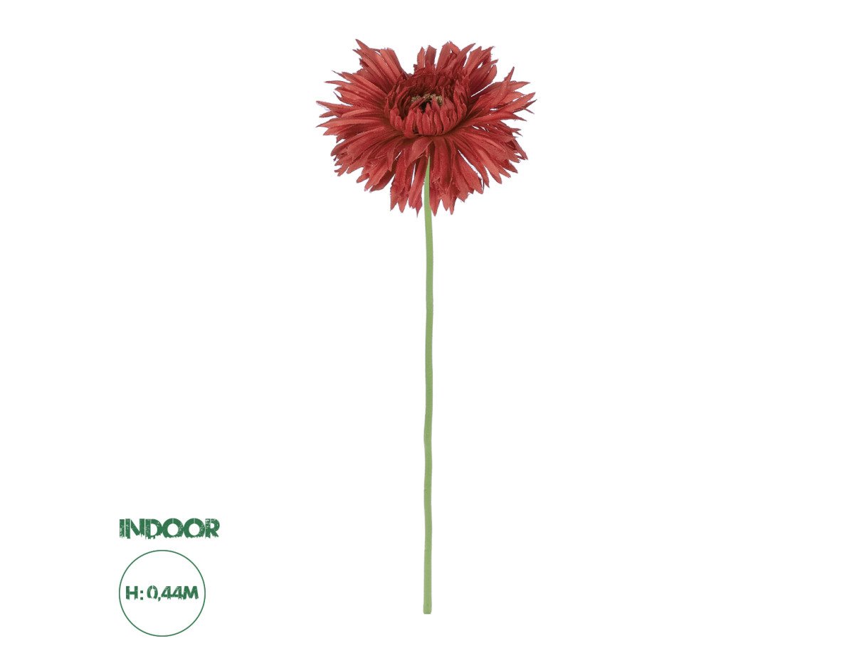 GloboStar® Artificial Garden RED GERBERA BRANCH 21207 Τεχνητό Διακοσμητικό Κλαδί Ζέρμπερας Κόκκινο Y44cm