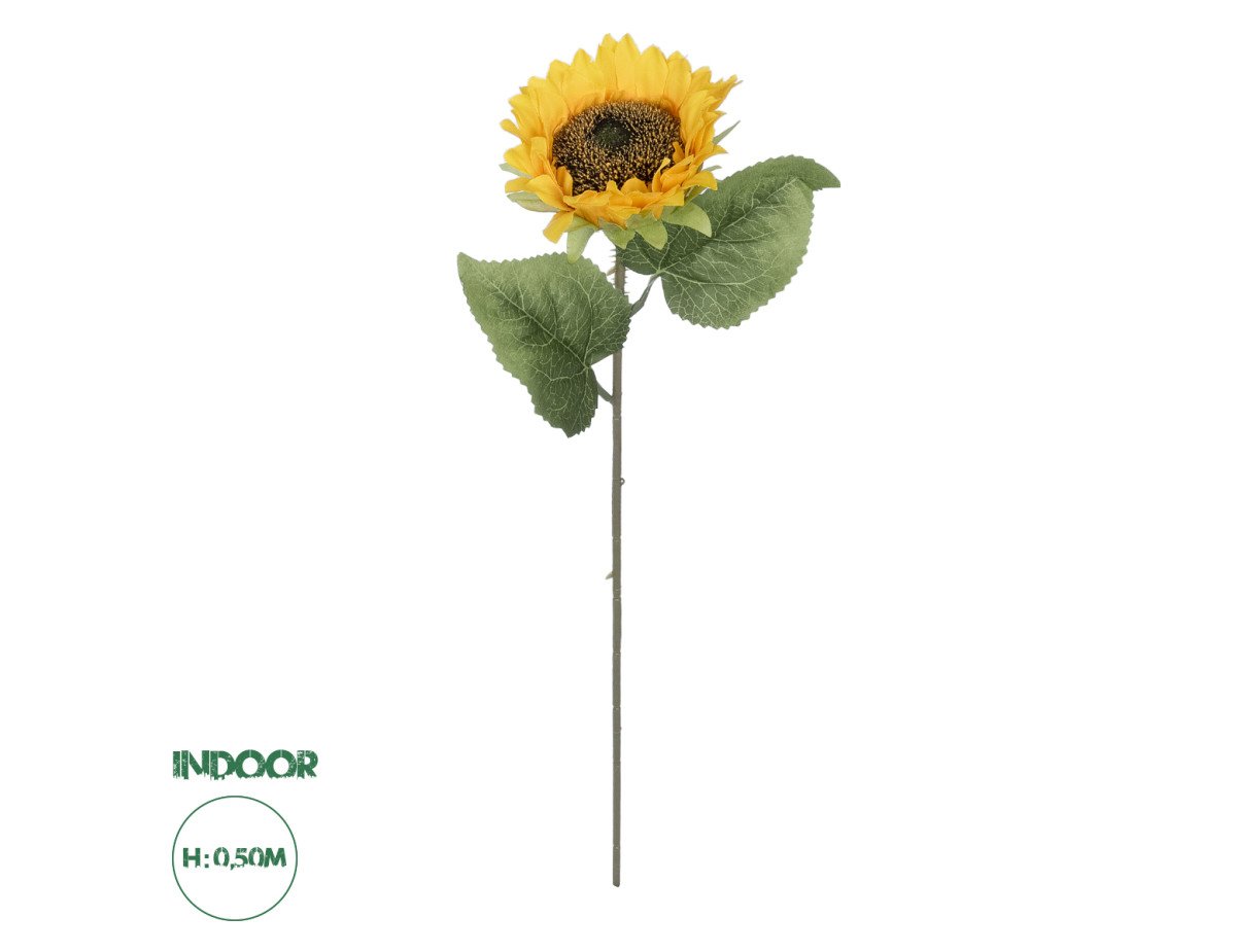 GloboStar® Artificial Garden YELLOW SUNFLOWER  BRANCH 21212 Τεχνητό Διακοσμητικό Κλαδί Ηλιοτρόπιο Κίτρινο Y50cm