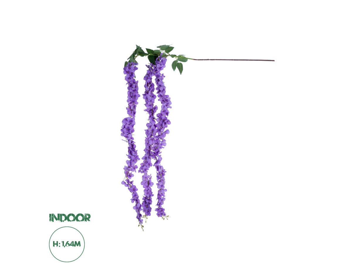 GloboStar® Artificial Garden PURPLE WISTERIA FLOWER BRANCH 21517 Τεχνητό Διακοσμητικό κλαδί Βιστέρια Μωβ Φ45 x Υ164cm