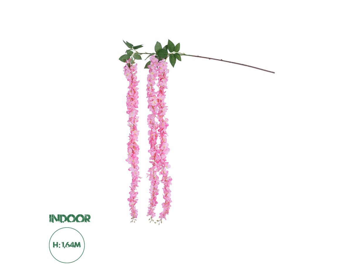 GloboStar® Artificial Garden PINK WISTERIA FLOWER BRANCH 21518 Τεχνητό Διακοσμητικό κλαδί Βιστέρια Ροζ Φ45 x Υ164cm