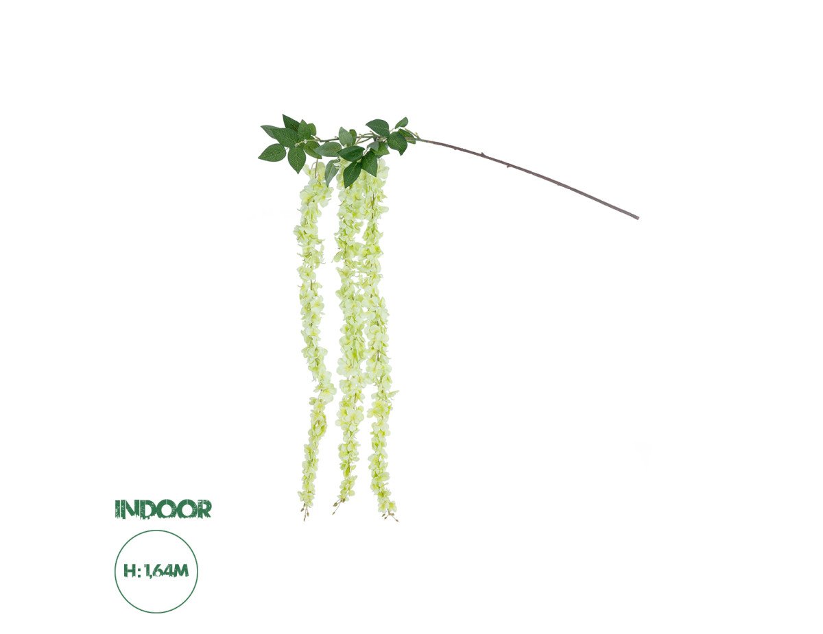 GloboStar® Artificial Garden GREEN WISTERIA FLOWER BRANCH 21520 Τεχνητό Διακοσμητικό κλαδί Βιστέρια Πράσινο Φ45 x Υ164cm