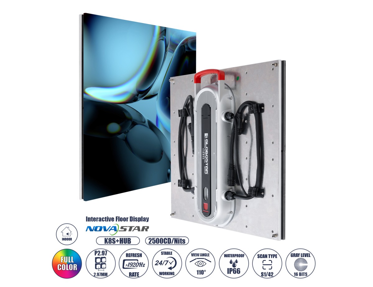 GLOBOSTAR® FLOORWALL 41010 Διαδραστική Οθόνη Πατώματος Video Wall P2.97 Καμπίνα 50x50cm LED 200W 3840Hz 28224 Dots ≥4500cd/㎡ Nits AC 220-240V Εξωτερικού Χώρου IP65 Full Color S1/42 14Bits - Κάρτα Colorlight DL-S65 - Kinglight SMD1415 & CZCL Driver - Μ GLOBOSTAR® FLOORWALL 41010 Διαδραστική Οθόνη Πατώματος Video Wall P2.97 Καμπίνα 50x50cm LED 200W 3840Hz 28224 Dots ≥4500cd/㎡ Nits AC 220-240V Εξωτερικού Χώρου IP65 Full Color S1/42 14Bits - Κάρτα Colorlight DL-S65 - Kinglight SMD1415 & CZCL Driver - Μ