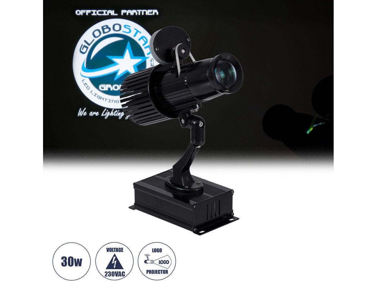 GloboStar® PROJECTOR 51176 LED Προτζέκτορας Διαφημιστικού Λογότυπου GloboStar Official Partner Εσωτερικού Χώρου - 30W AC 220-240V IP20 - Μ22.5 x Π8 x Υ28.5cm - 2 Χρόνια Εγγύηση