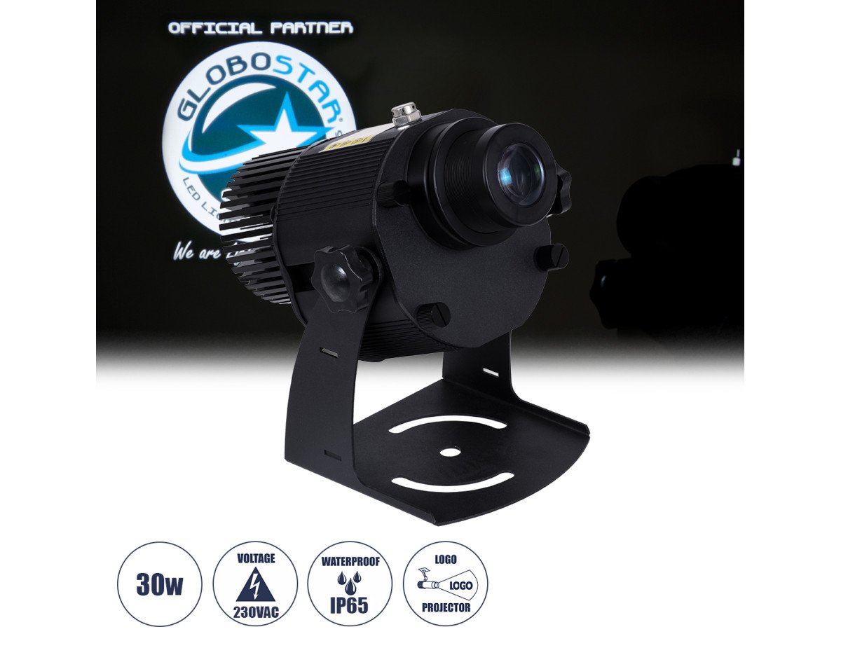 GloboStar® PROJECTOR 51177 LED Προτζέκτορας Διαφημιστικού Λογότυπου GloboStar Official Partner Εξωτερικού Χώρου - 30W AC 220-240V IP65 - Μ22 x Π18.5 x Υ22cm - 2 Χρόνια Εγγύηση