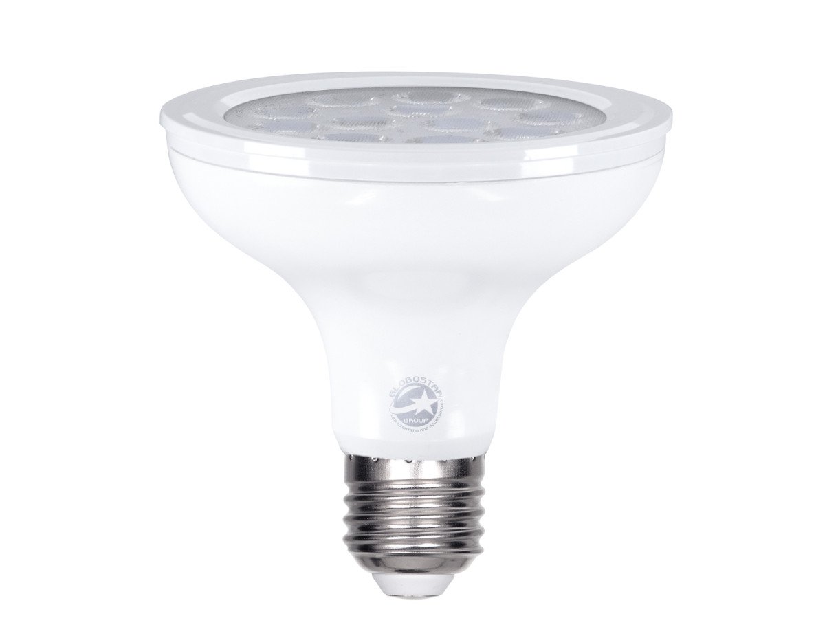 GloboStar® 60090 Λάμπα LED E27 PAR30 Σποτ 12W 1200lm 36° AC 220-240V IP20 Φ9.5 x Υ9.5cm Ψυχρό Λευκό 6000K Dimmable - 3 Χρόνια Εγγύηση