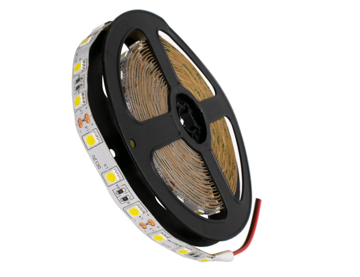 GloboStar® 70021 Ταινία LED SMD 5050 5m 14.4W/m 60LED/m 1540 lm/m 120° DC 12V IP20 Φυσικό Λευκό 4500k - 5 Χρόνια Εγγύηση