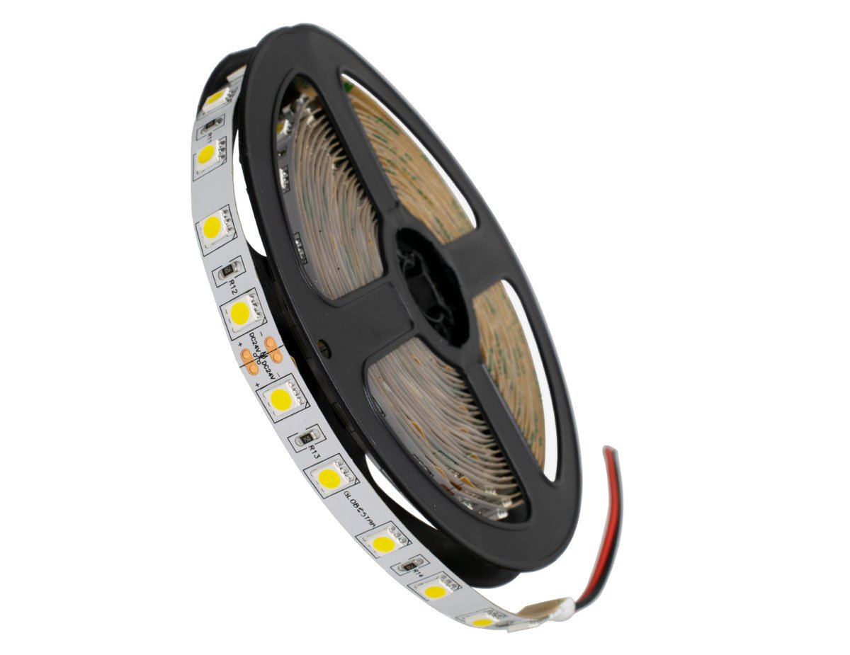 GloboStar® 70221 Ταινία LED SMD 5050 5m 14.4W/m 60LED/m 1688 lm/m 120° DC 24V IP20 Φυσικό Λευκό 4500k