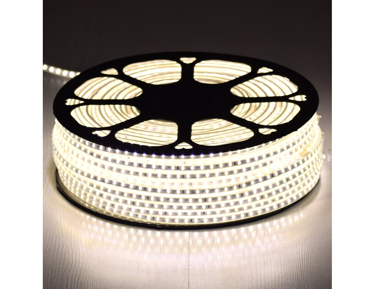 GloboStar® 70501 Slim Ταινία Μονής Σειράς Epistar LED SMD 2835 1m 12W/m 96LED/m 1644lm/m 120° DC 230V Αδιάβροχη IP68 Φυσικό Λευκό 4500K Dimmable