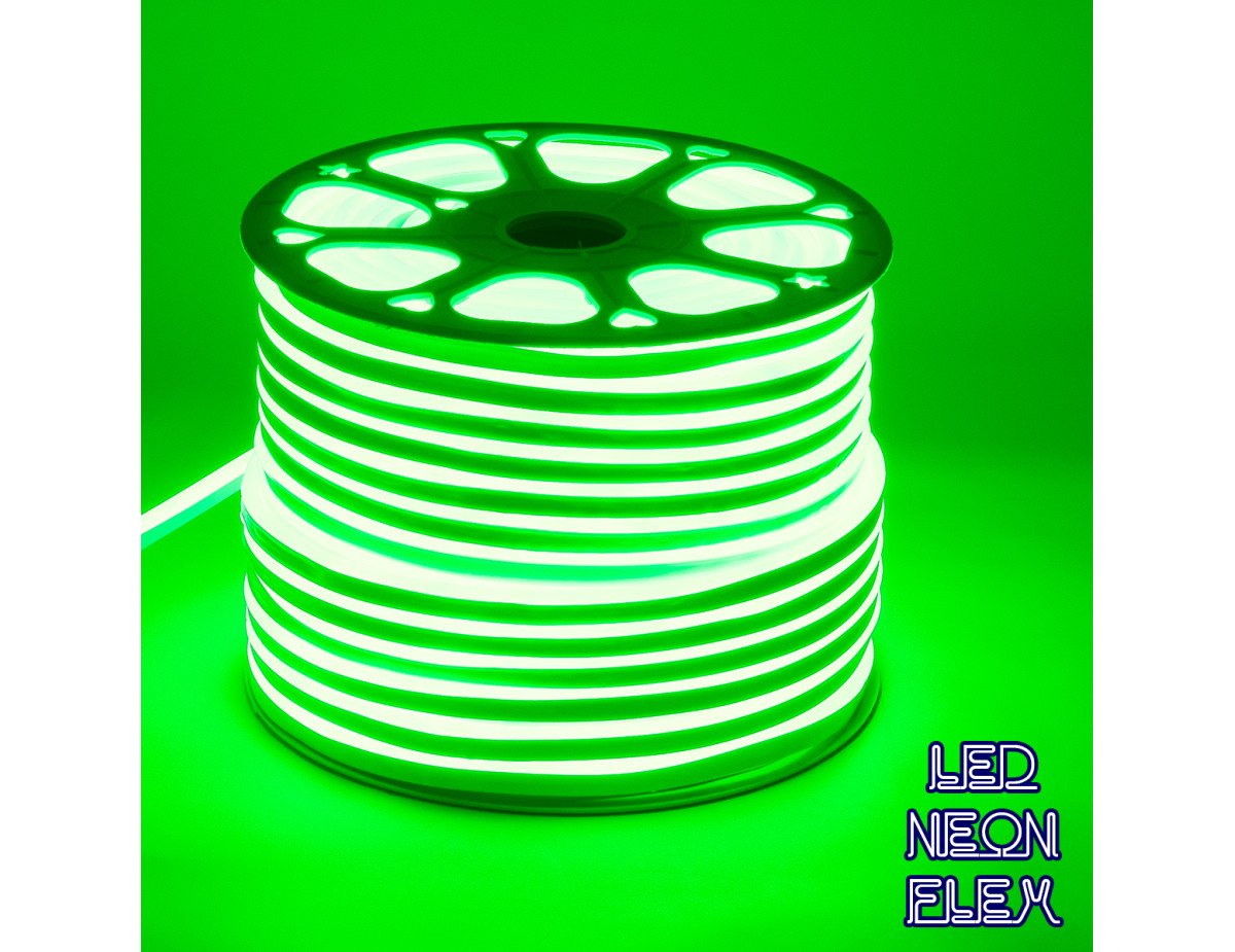 GloboStar® 70574 OVALE 120° Degree Neon Flex Epistar LED SMD 2835 1m 12W/m 120LED/m 1212lm/m 120° DC 230V Αδιάβροχη IP68 Πράσινο Dimmable