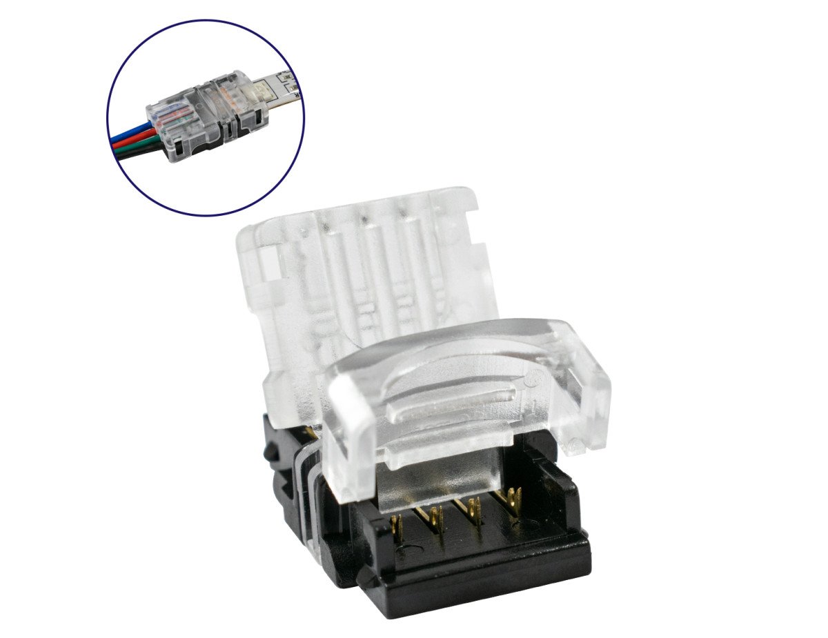 GloboStar® 70724 Αδιάβροχος Ταχυσύνδεσμος Ένωσης IP65 - Strip To Cable Connector για Ένωση 1 x RGB Αδιάβροχης Ταινίας LED Πλάτους 10mm με 1 x Καλώδιο Τροφοδοσίας