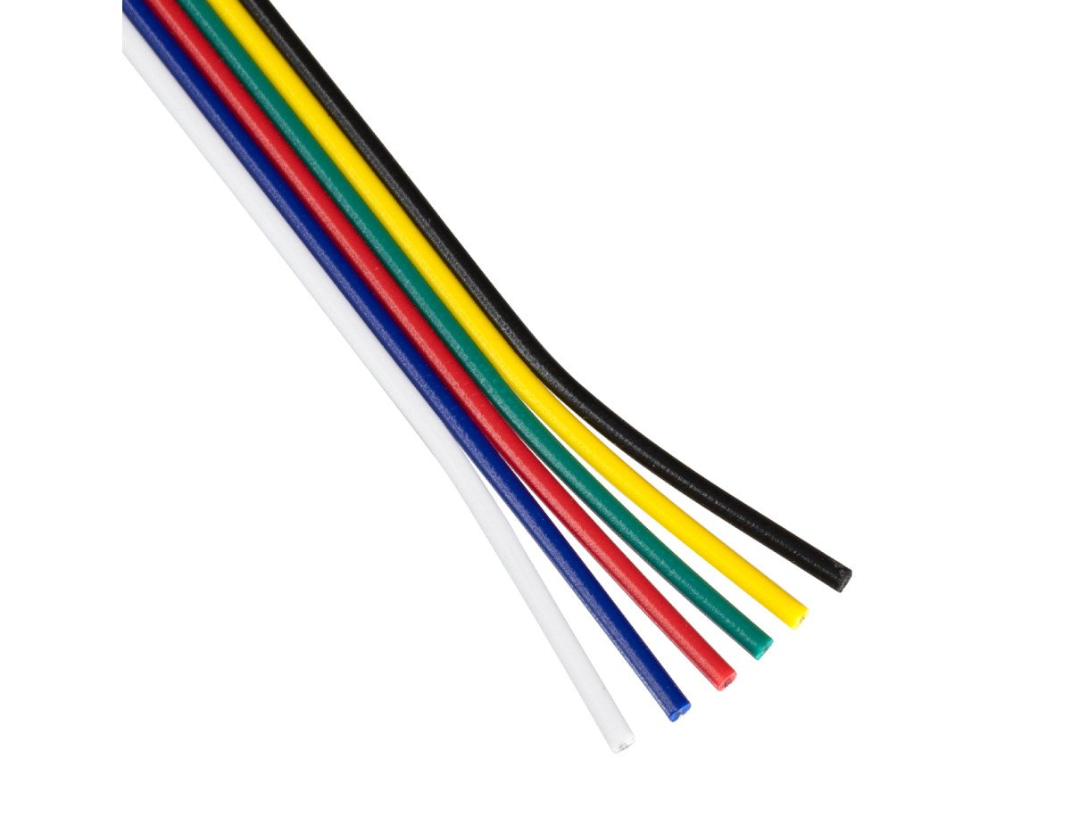 GloboStar® 70738 Εύκαμπτο Πλακέ Καλώδιο 1m RGB+CCT 6 x 0.25mm²