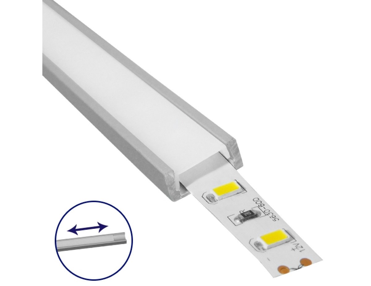 GloboStar® SURFACE-PROFILE 70801-1M Προφίλ Αλουμινίου - Βάση & Ψύκτρα Ταινίας LED με Λευκό Γαλακτερό Κάλυμμα - Επιφανειακή Χρήση - Συρόμενο Κάλυμμα - Ασημί - 1 Μέτρο - Μ100 x Π1.6 x Υ0.6cm