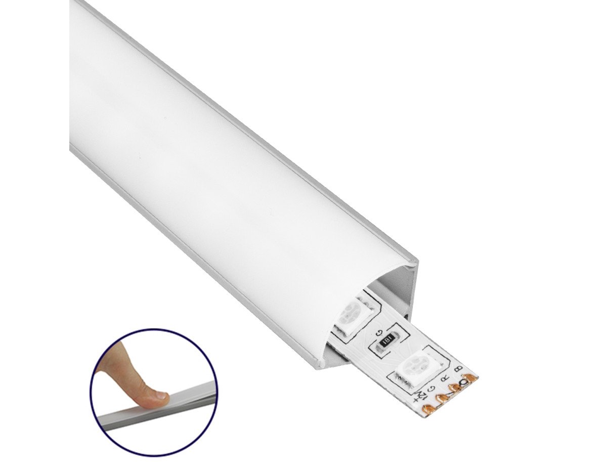 GloboStar® CORNER-PROFILE 70815-1M Προφίλ Αλουμινίου - Βάση & Ψύκτρα Ταινίας LED με Λευκό Γαλακτερό Κάλυμμα - Επιφανειακή Γωνιακή Χρήση - Πατητό Κάλυμμα - Ασημί - 1 Μέτρο - Μ100 x Π1.6 x Υ1.6cm