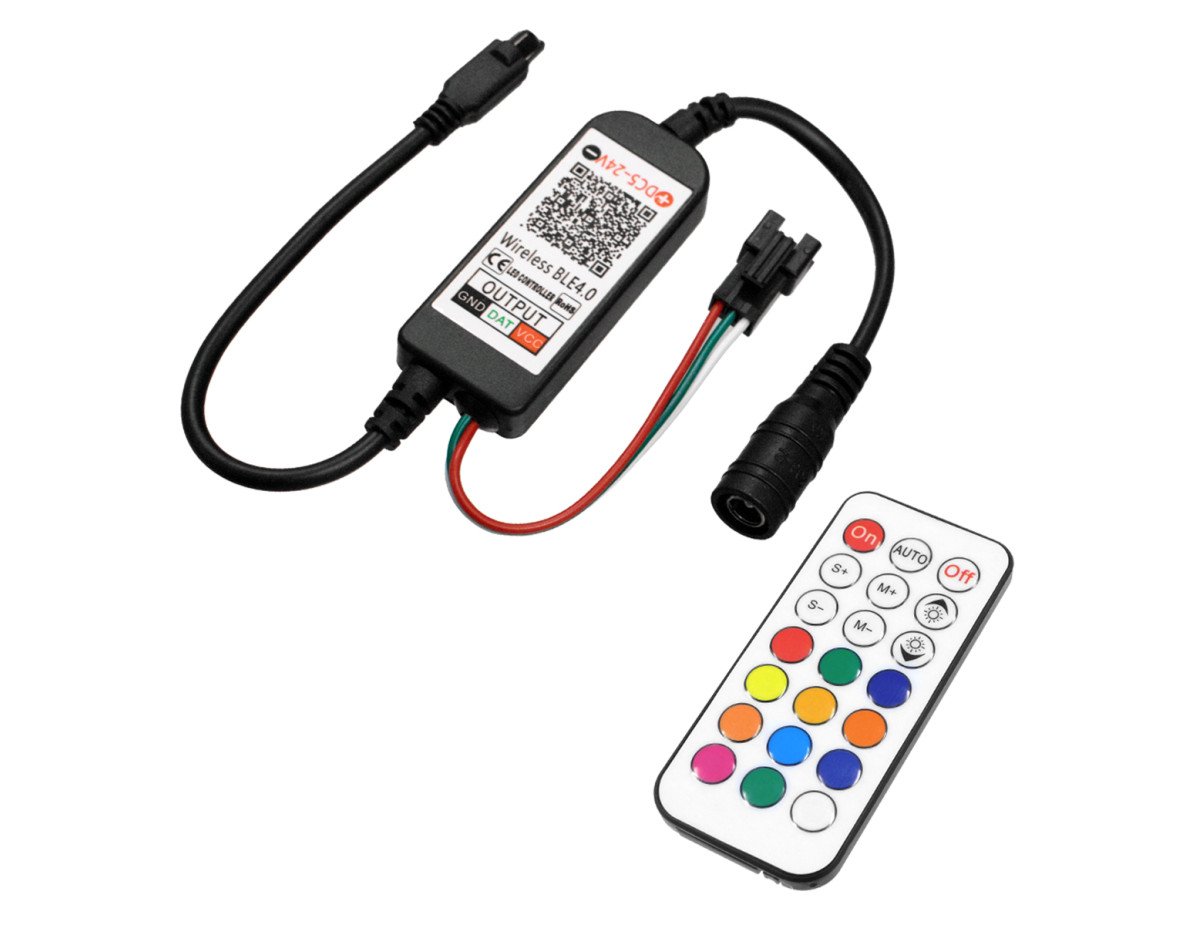 GloboStar® 73449 Ασύρματος Bluetooth LED RGBW Dream-Color Magic Digital Controller με Χειριστήριο IR για LED Digital RGBW Προϊόντα DC 5-24V Max 2048 IC