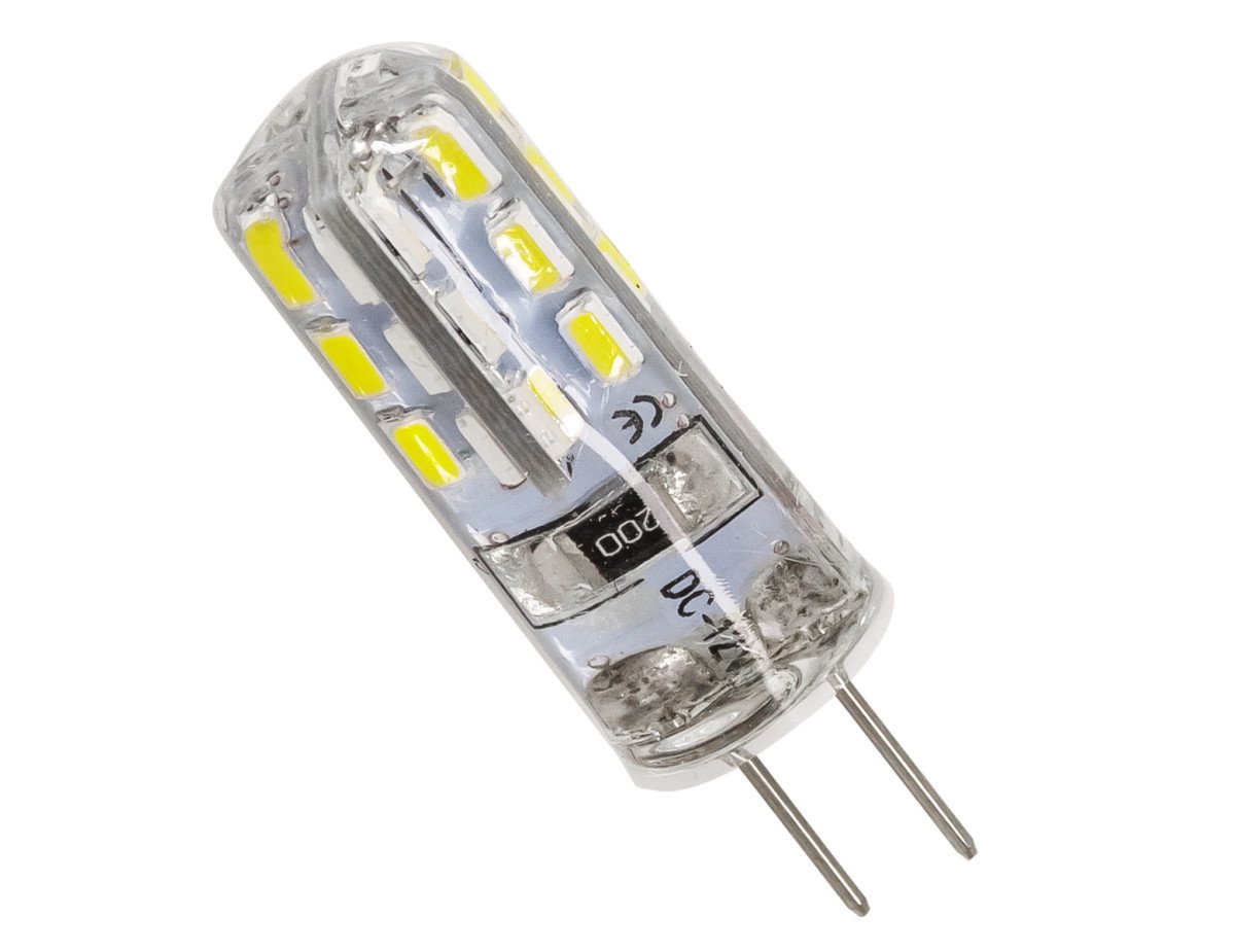 GloboStar® 76130 Λάμπα G4 LED SMD 2835 2W 200lm 320° DC 12V Σιλικόνης Ψυχρό Λευκό 6000K Dimmable