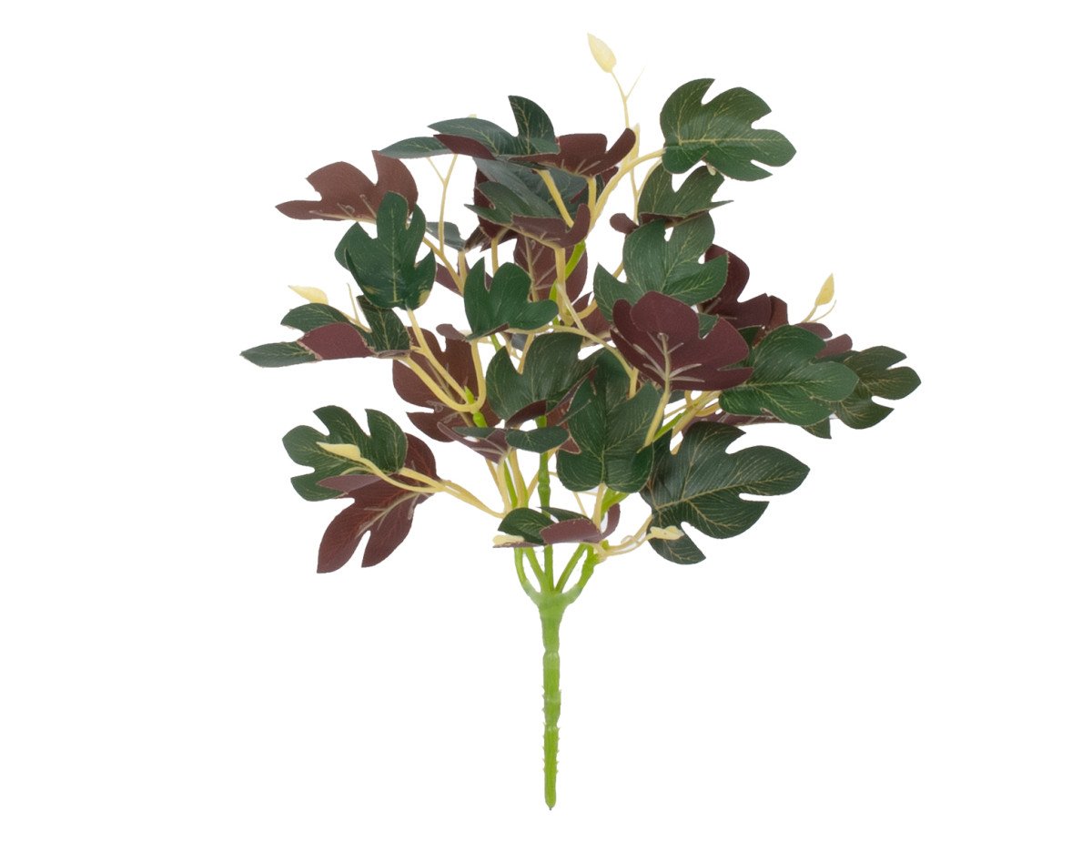GloboStar® BELLYACHE BUSH 78219 Τεχνητό Φυτό Γιατρόφα - Μπουκέτο Διακοσμητικών Φυτών - Κλαδιών με Φύλλωμα Πράσινο - Κίτρινο - Κόκκινο Υ28cm