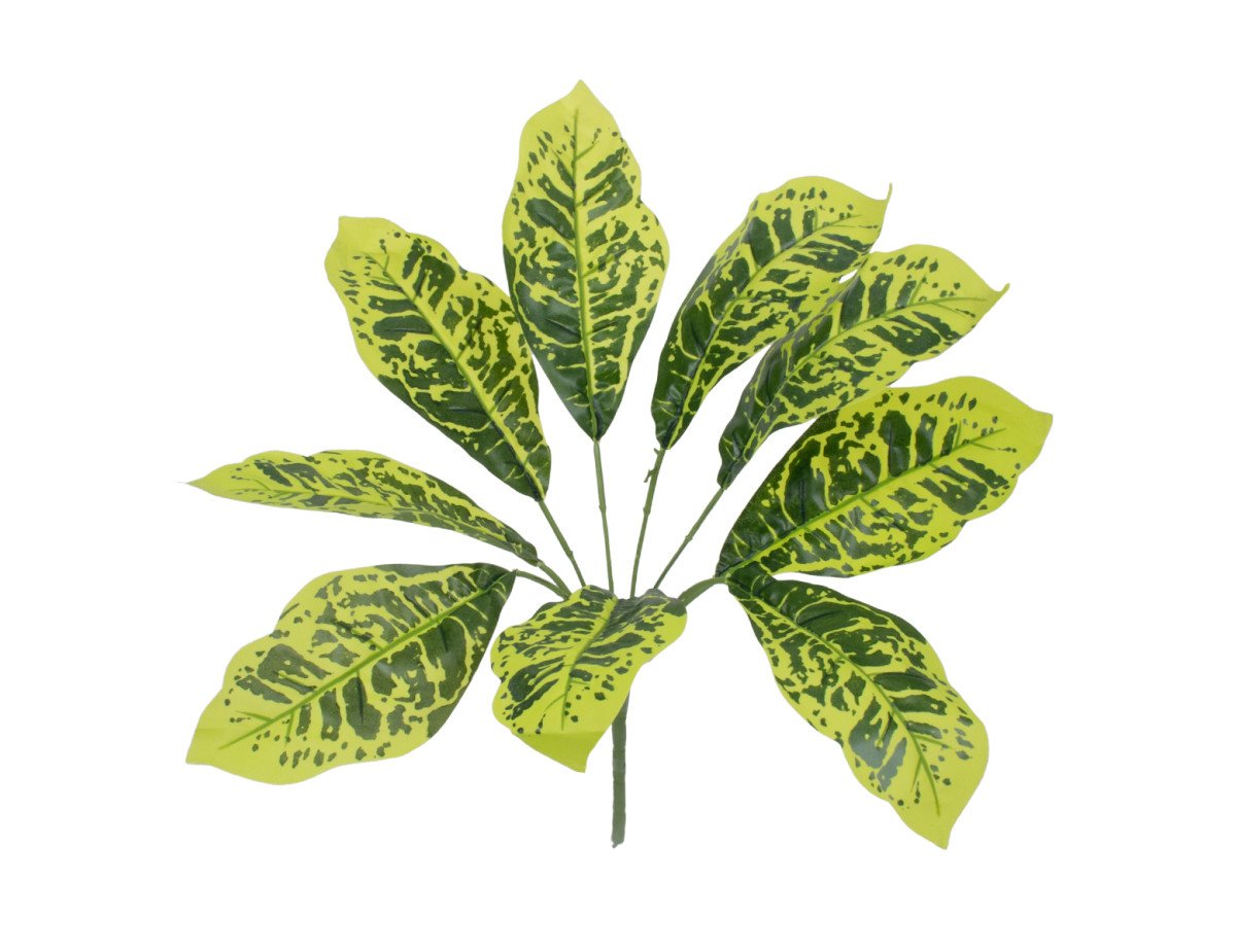 GloboStar® GREEN CROTON 78226 Τεχνητό Φυτό Κροτώνας Πράσινος - Μπουκέτο Διακοσμητικών Φυτών - Κλαδιών με Φύλλωμα Πράσινο Υ44cm