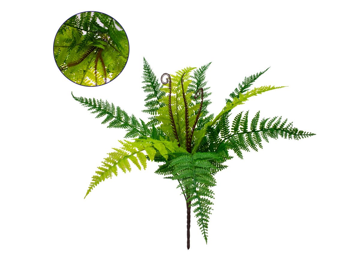 GloboStar® 78258 Τεχνητό Φυτό Μπουκέτο Διακοσμητικών Κλαδιών με Πράσινο Φύλλωμα Άγριας Φτέρης M60 x Υ40 x Π60cm