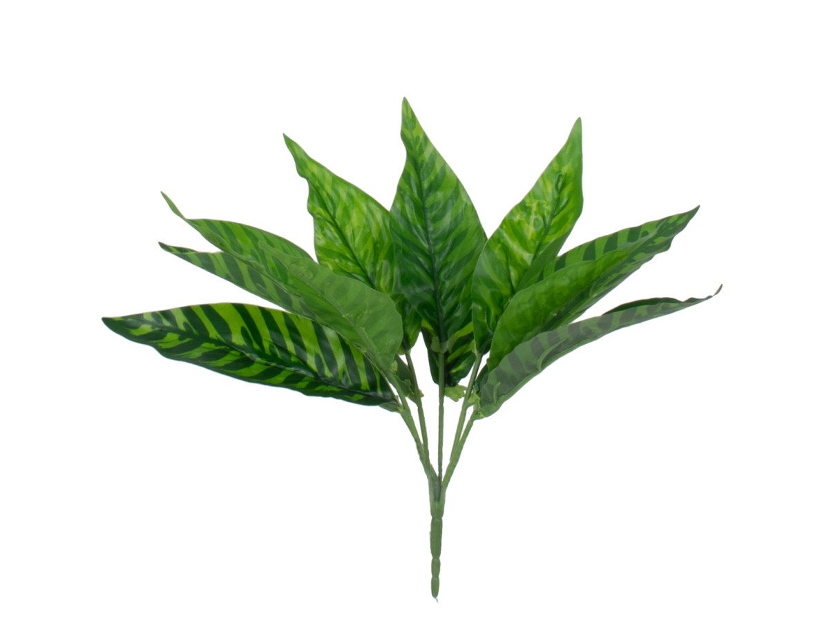 GloboStar® PEACOCK PLANT D.GREEN 78288 Τεχνητό Φυτό Καλαθέα Σ.Πρ. - Μπουκέτο Διακοσμητικών Φυτών - Κλαδιών με Φύλλωμα Πράσινο Υ28cm