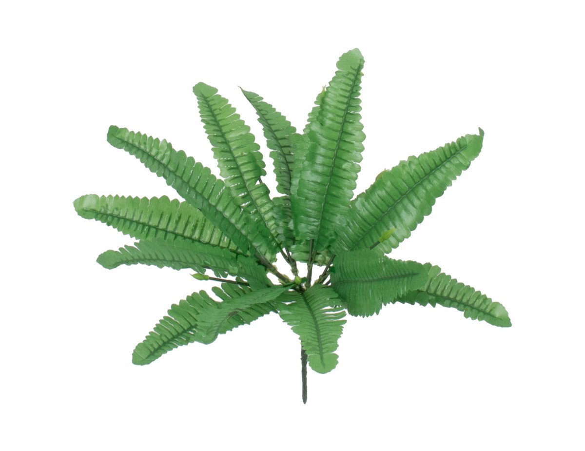 GloboStar® BOSTON FERN SMALL 78291 Τεχνητό Φυτό Φτέρη Βοστώνης Μικρή - Μπουκέτο Διακοσμητικών Φυτών - Κλαδιών με Φύλλωμα Πράσινο Υ30cm